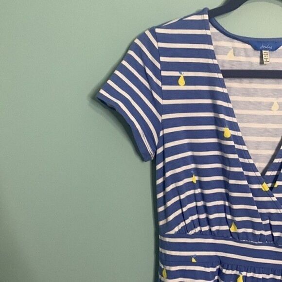 Joules Blue Striped Dress Pear Print Jude Jersey Wrap - Picture 5 of 9